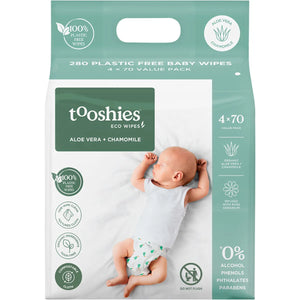 Eco Wipes Value Pack - Aloe Vera & Chamomile (4x70 pack) Eco Wipes Value Pack - Aloe Vera & Chamomile (4x70 pack)