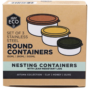 Stainless Steel Round Nesting Containers Autumn 3pk Stainless Steel Round Nesting Containers Autumn 3pk