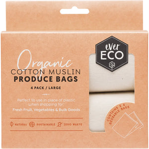 Reusable Produce Bags Organic Cotton Muslin 4pk Reusable Produce Bags Organic Cotton Muslin 4pk