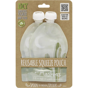 Reusable Squeeze Pouch Cactus 2x130ml Reusable Squeeze Pouch Cactus 2x130ml