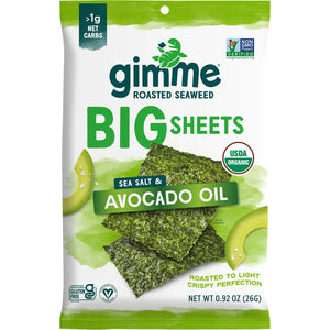 Roasted Seaweed Big Sheets Sea Salt & Avocado Oil 7 Sheets 26g Roasted Seaweed Big Sheets Sea Salt & Avocado Oil 7 Sheets 26g