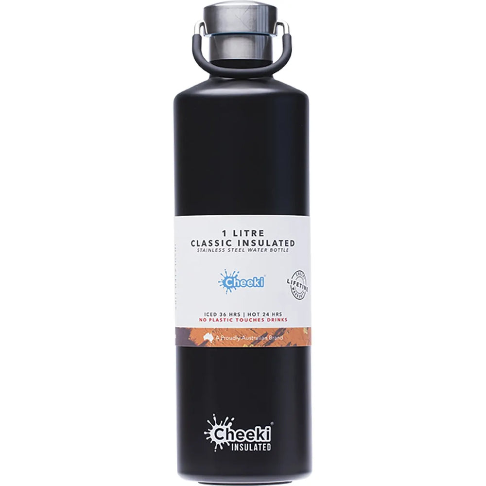 Stainless Steel Bottle Insulated Matte Black 1L