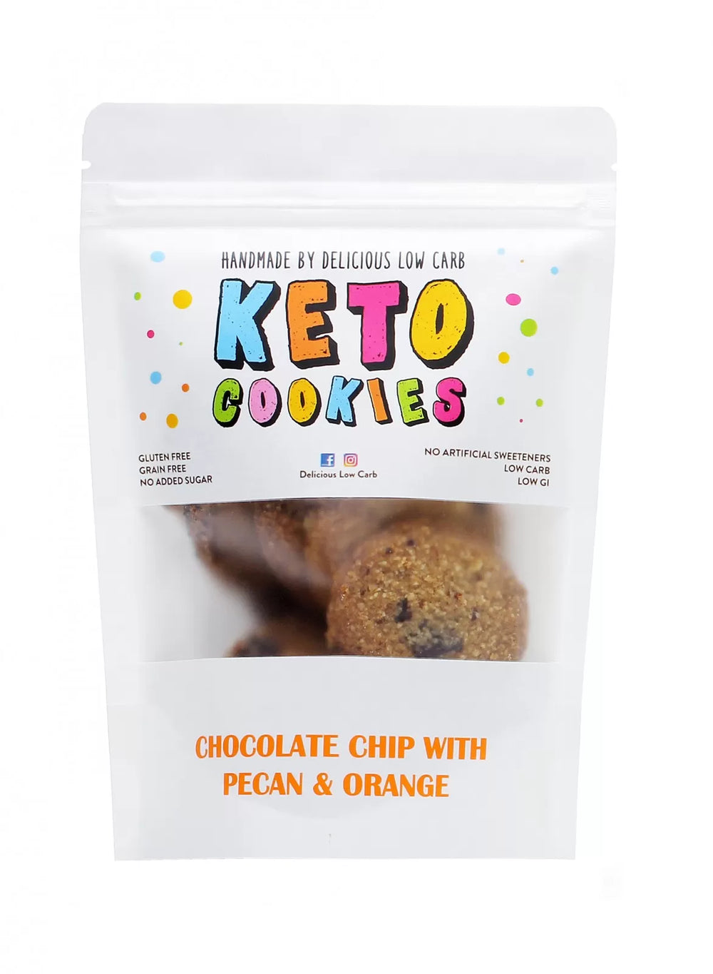 Chocolate Chip with Pecan & Orange Keto Cookies 5x100g