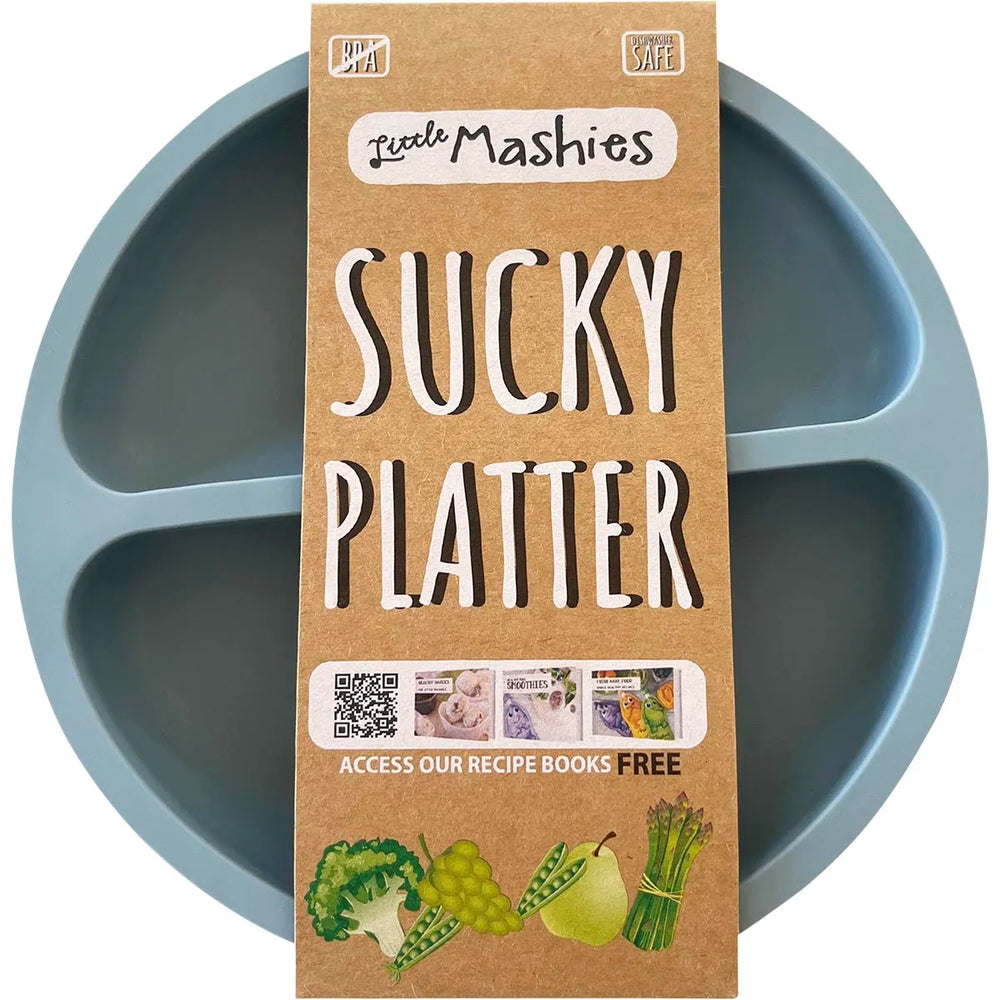 Silicone Sucky Platter Plate Dusty Blue