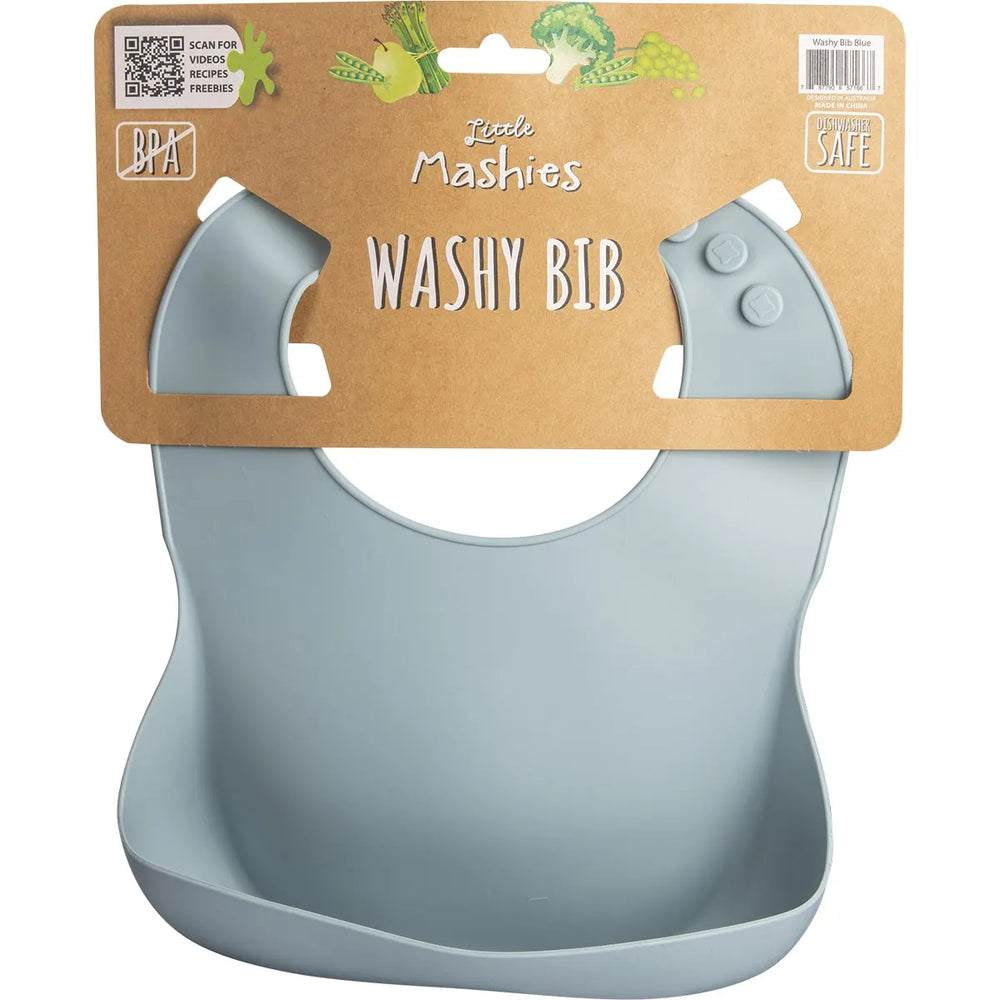 Silicone Washy Bib Dusty Blue