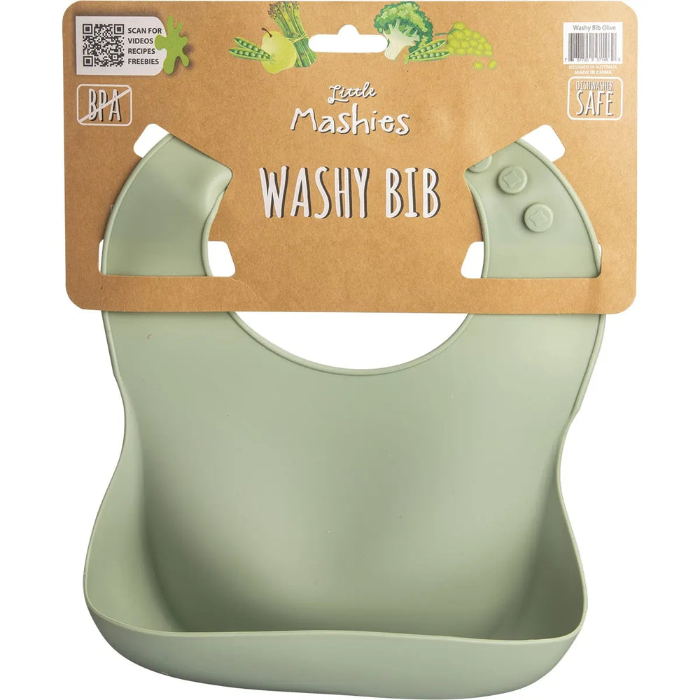 Silicone Washy Bib Olive